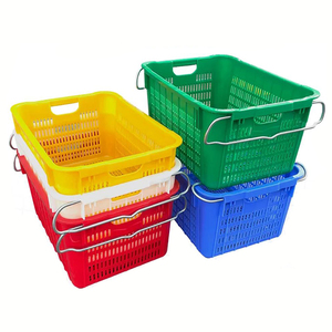 Điều kiện mới nhựa Stackable doanh thu Giỏ Trái Cây Rau & Gà Giao thông vận tải Crate với kim loại xử lý - Product Image 1