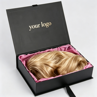 Boîte cadeau pliable avec logo personnalisé, doublure magnétique en velours, boîte rigide en carton pour tresses de cheveux et perruques