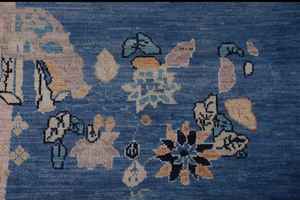 Tapis turc Oushak en coton bleu fait à la main 5x6 pieds tapis de chambre taille personnalisée disponible prix de gros de teinture végétale - Product Image 4