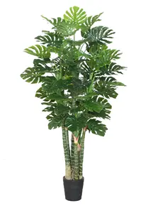 Anti UV With Eco-Friendly 50cm Swiss Cheese Philodendron Plants Artificial Bonsai Monstera Tree For Home Hotel Decoration