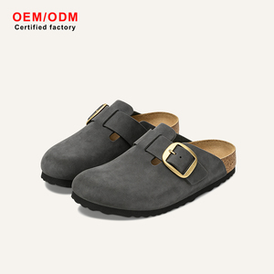 OEM ODM Personnalisé Vente en Gros Mules Sabots en Daim de Vache pour Femmes Semelle en Bois Confortables Antidérapantes Légères Chaussures Décontractées Faites à la Main - Product Image 1