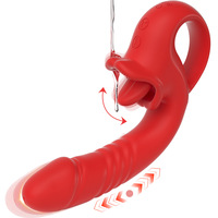 Vibrateur G-Spot Télescopique Séduisant à Léchage de Langue, Rechargeable USB, 10 Vitesses, pour Femmes, Masturbateur, Produits Sexuels pour Adultes, Vente en Gros