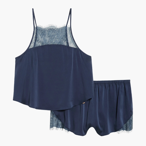 Ensemble de vêtements de nuit sexy en satin d'acétate <span class=keywords><strong>pour</strong></span> femmes, pyjama deux pièces, pyjama court en dentelle lavable, pyjama court en soie <span class=keywords><strong>pour</strong></span> filles - Product Image 1