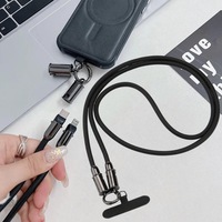 Tali Lanyard Ponsel USB-C ke Tipe-C 60W 1.2m, Kabel Pengisi Daya Cepat dengan Desain Anyaman Nilon, Model Selempang, Tren Terbaru untuk Ponsel