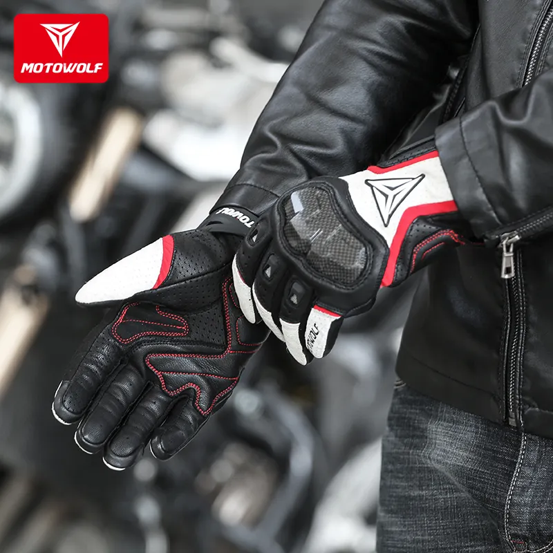 Перчатки MOTOWOLF мужские кожаные дышащие, для езды на мотоцикле и велосипеде, с сенсорным экраном