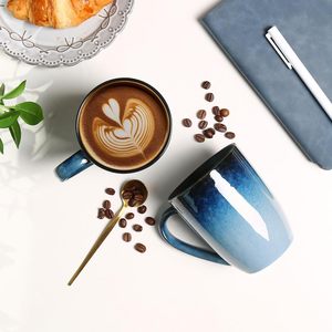 Lot de 6 grandes tasses à café en céramique modernes avec poignée Cacao Tasses à thé amusantes pour le <span class=keywords><strong>bureau</strong></span> et la maison Cadeau - Product Image 4