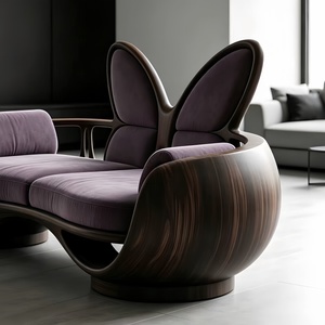Canapé <span class=keywords><strong>deux</strong></span> <span class=keywords><strong>places</strong></span> en <span class=keywords><strong>bois</strong></span> massif, style Mid-Century Modern, forme papillon, luxe léger, écologique et confortable pour salon - Product Image 5