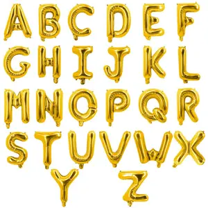 16 "Zoll Gold Alphabet Buchstaben Nummer Luftballons Aluminium Hängende Folie Film Ballon