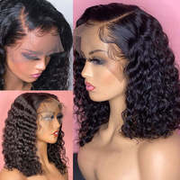 Perruques Lace Front Courtes Bob Pixie Cut en Cheveux Humains Brésiliens Bruts Frisés et Bouclés Pas Chères pour Femmes Noires