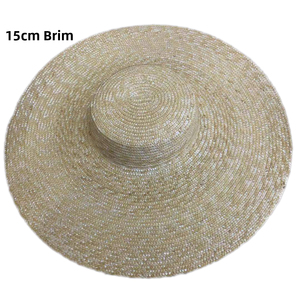 Chapeau de soleil unisexe à large bord en papier SH-1071, style canotier, Panama, Fedora, <span class=keywords><strong>Prok</strong></span> Pie, à calotte plate, pour l'été et la plage, avec bord de 15 cm, rayé, pour le voyage - Product Image 1