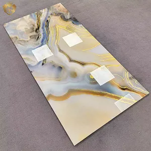 White And Gold Vein Blue Grey Marble Porcelain Tiles Agate Designer Wall Onyx High Glossy Stone White Marble Floor Tiles Pattern