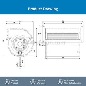 Ventilateur de refroidissement turbo à convertisseur de fréquence D2E133-AM47-23 133mm 230VAC 135/190W 2400/1500RPM 0.6/0.84A, pales en tôle d'acier, AC OEM, roulement à billes - Product Image 4