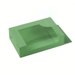 Boîte d'emballage en papier kraft recyclé sur mesure avec fenêtre en PVC, gaufrage et pelliculage mat - Product Image 1