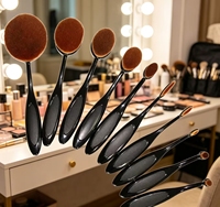 Lot de 10 pinceaux de maquillage en gros, type brosse à dents, outils de beauté, pinceau fond de teint individuel, kit cosmétique