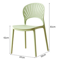 Chaise à dossier en plastique pour le commerce extérieur, chaise coquille décontractée ajourée en forme d'éventail, chaise de salle à manger domestique pour adultes