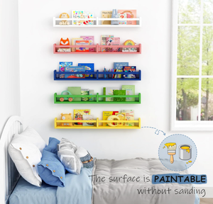 Estanterías Flotantes para <span class=keywords><strong>Libros</strong></span> Infantiles para <span class=keywords><strong>Pared</strong></span> con Barras Colgantes, Adecuadas para Dormitorios de Bebés, Niños Pequeños y Niños, Juego de Tres Piezas - Product Image 6