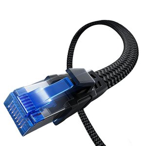 Cat8 Braided Flat Ethernet <b>Cable</b> 40Gbps 2000MHz S/FTP Shielded RJ45 LAN <b>Cable</b> for Gaming Router PC - Product Image 2