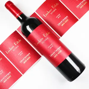 self adhesive print paper red wine label sticker hot foil stamping embossed wine label for wine bottle .