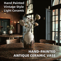 Vase de table en céramique artisanal peint à la main, style antique, léger et écologique, pour décoration florale sèche en restaurant
