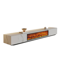 Mueble de TV con Chimenea Eléctrica Directo de Fábrica, Mueble de Salón de Lujo con Cajones de Madera Maciza y Chimenea Integrada