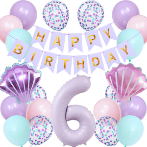 Globos de Sirena Número <span class=keywords><strong>6</strong></span> para Fiesta de Cumpleaños Número <span class=keywords><strong>6</strong></span>, Decoración de Cola de Sirena para Niñas - Product Image 1