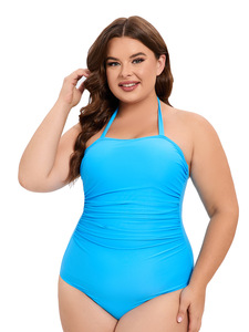 Traje de baño deportivo elegante para mujer europea americana Sexy sólido de talla grande ropa de playa de una pieza recortada en la espalda respetuoso con el medio ambiente impermeable - Product Image 2