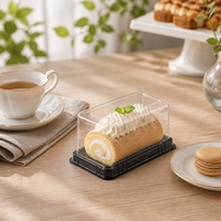 Plateau à gâteau transparent en plastique PET jetable Shuangqile Z320 avec base noire pour pain, salade, biscuits - Vente en gros