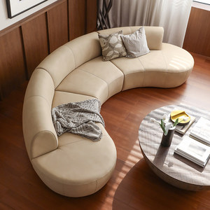 Canapé modulaire multiplace en cuir véritable courbé, style <span class=keywords><strong>Bauhaus</strong></span> nordique, durable, respirant, design modulaire, sièges spacieux - Product Image 5
