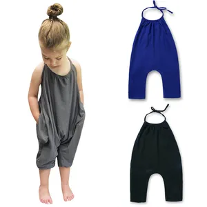 1-5 Tahun Baru Musim Panas Bayi Perempuan Tipis Celana Kodok Bayi Jumpsuits Kasual Unisex Kain untuk Anak Sling Halterneck Kostum