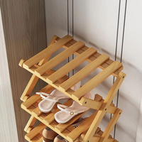 Étagère de rangement de chaussures en bambou moderne à plusieurs couches et peu encombrante pour le salon Conception pliante sans installation requise