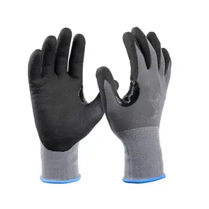 Reinforced Thumb Crotch Nitrile Foam Gloves For Work Concrete Handling Gloves Foam Nitrile Palm Coated Fine Assembly Gloves
