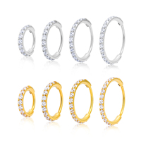 Anneau segmenté en titane ASTM F136 avec pierre CZ pour piercing, anneau de nez, clicker pour mamelon, cartilage d'oreille, tragus, hélix, lèvre, bijoux de corps