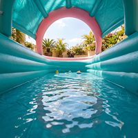 Piscine gonflable pour enfants avec auvent solaire, motif poisson à grande bouche, pour la maison, le jardin, les jeux aquatiques en famille