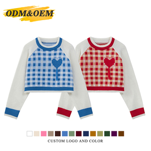 OEM/ODM <span class=keywords><strong>Pull</strong></span> tricoté jacquard à carreaux de haute qualité pour jeunes filles Top Preppy Design Ladies Pullovers Woman Sweater - Product Image 2