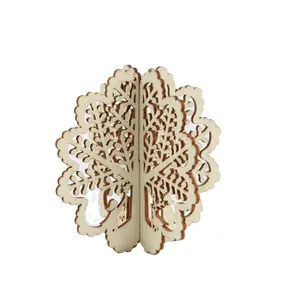 Custom Laser Cut Wood Engraved Ornaments Stand 3d Wooden Crafts Pendants Puzzles For Home Decoration