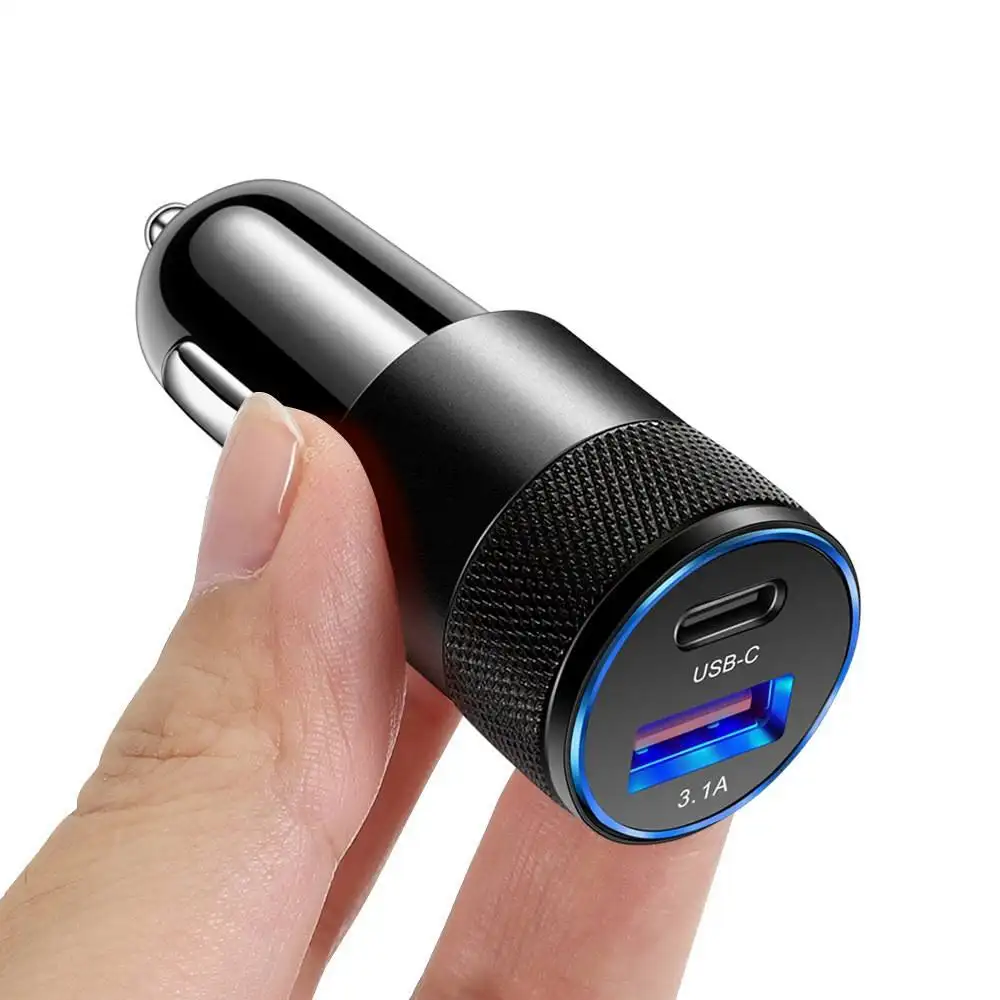 Usb Quick Car Charger 15w 3.1a Type C Pd Fast Charging Phone Car Adapter For Iphone 13 12 11 Pro Max