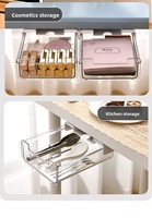 Organisateur de bureau rectangulaire moderne en plastique PC, multifonctionnel, pour outils et fournitures de bureau, boîte de rangement sous table, capacité 1-3L, charge 5kg