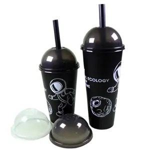 Factory Supply High Quality 90 98mm Take away Non-toxic disposable black plastic cup bubble tea milk juice cold drinking cup