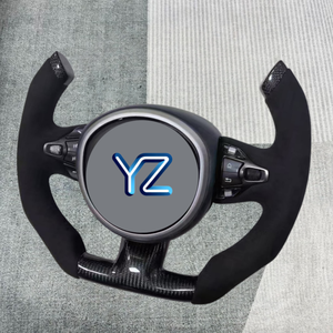 Volant de course YZ personnalisé en fibre de carbone à fond plat style F1 compatible avec <span class=keywords><strong>Aston</strong></span> <span class=keywords><strong>Martin</strong></span> DBX DB9 V8 DB5 DB6 <span class=keywords><strong>DB7</strong></span> DB11 Vantage - Product Image 1