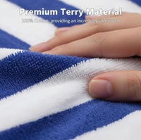 Wholesale 100% Cotton Terry 30x60in Summer Beach Towel 400GSM Blue Striped Water-absorbing Quick-dry Bath Towel