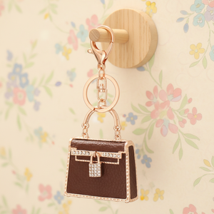 TG-2662 Fashion Mini Handbag Keychain Charm Crystal <b>Leather</b> Bag <b>Key</b> <b>Chain</b> Bag Pendant Keychain for Purse Car Decor - Product Image 4