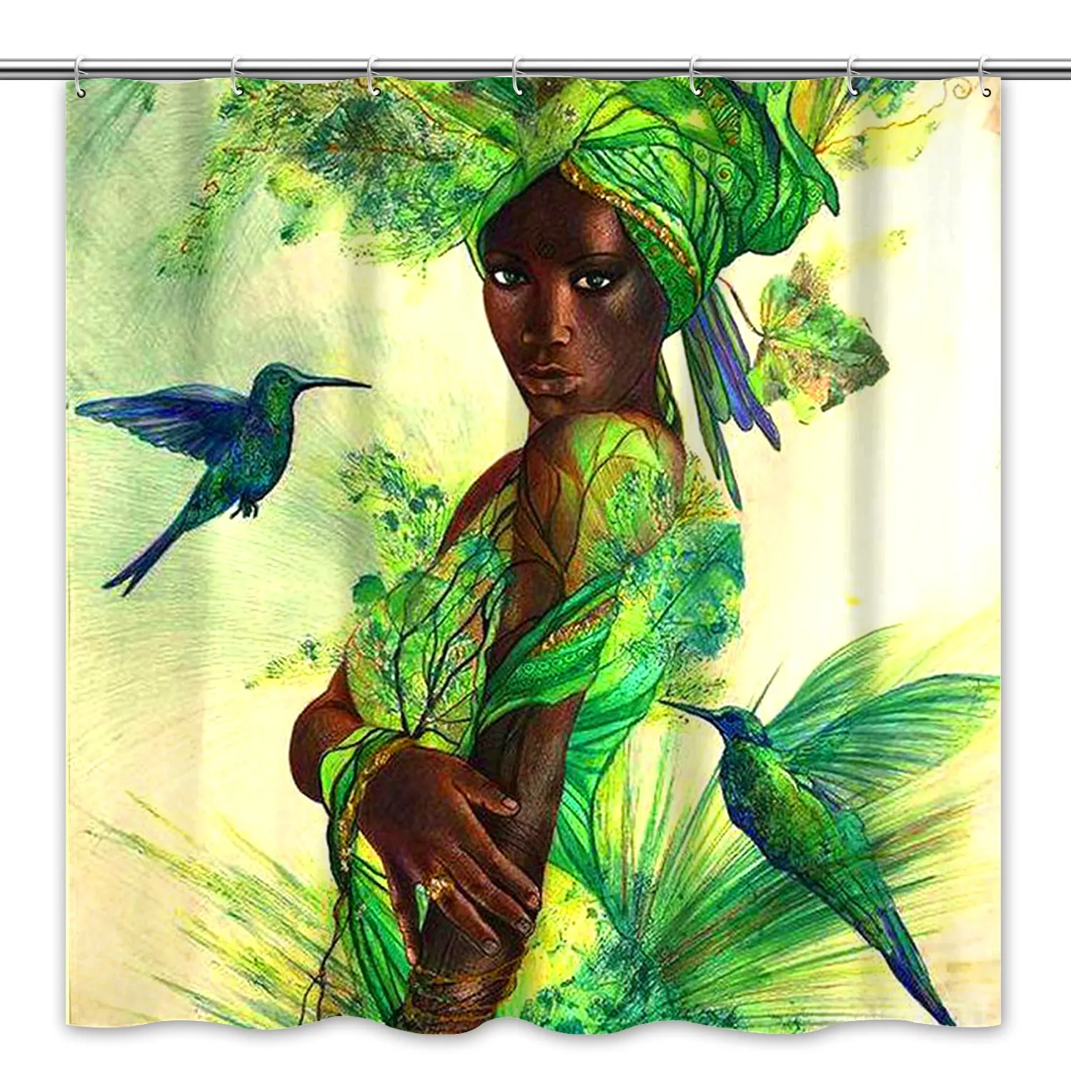 ブラックガールマジック防水アフリカ黒人女性女の子デジタルポリエステルアフロガールシャワーカーテンバスルームカーテン