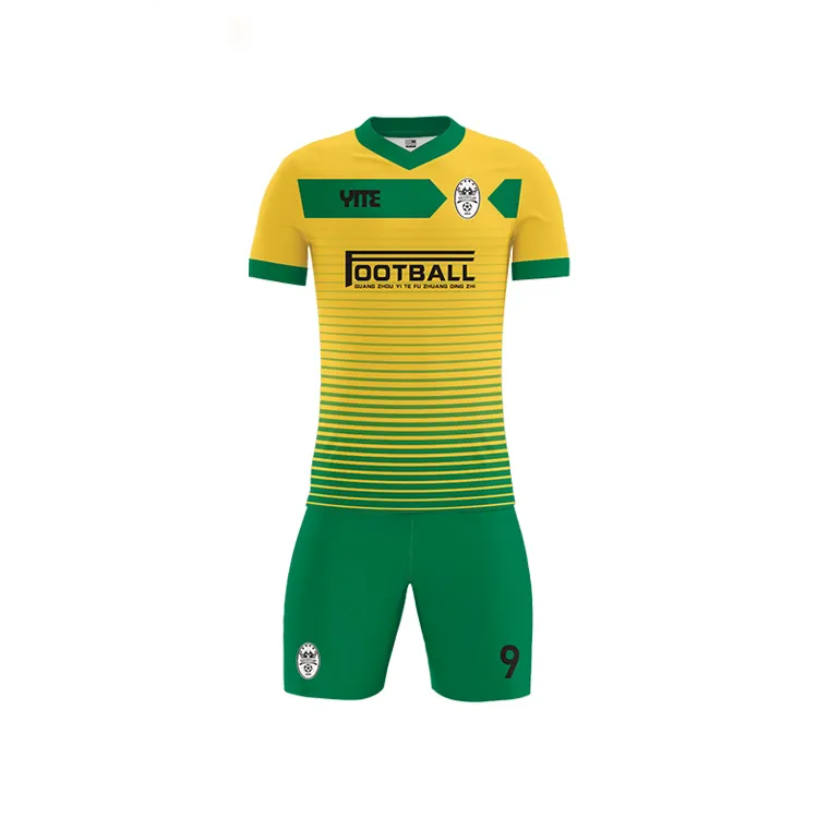 Сублимационная желтая зеленая футбольная майка, полный комплект, Футбольная форма для мужчин, тренировочная Футбольная Одежда