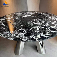 Table basse en marbre noir de luxe, moderne, en pierre naturelle, de haute qualité et durable, pour salon et extérieur, vente en gros KT