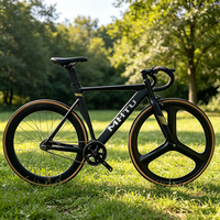 Vélo fixie à une vitesse avec freins doubles, roues 700C à profil profond, vélo de route, vélo de ville, vélo de piste, vélo de course avec guidon de course