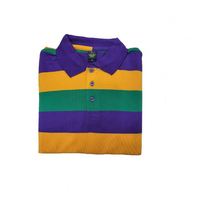 Camiseta Polo a Rayas de Manga Larga para Hombre, Estilo Martes Grueso de Louisiana, para el Mardi Gras