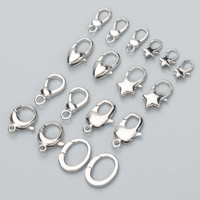 M893 Lot de 10 accessoires de fabrication de bijoux DIY, crochets mousquetons en cuivre plaqué rhodium pour colliers et bracelets, vente en gros