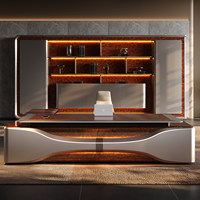 Bureau de direction sophistiqué, bureau de luxe moderne en forme de L, table de bureau pour PDG, mobilier de bureau tout-en-un pour suites d'affaires