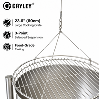 Barbecue suspendu pivotant d'extérieur, foyer pliable en fer, utilisant du bioalcool et du bois de chauffage pour patio, camping, jardin