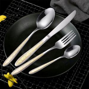 Juego de Cubiertos de Acero Inoxidable con Mango Dorado, Cuchillos, Tenedores y Cucharas para Fiestas o Bodas - Product Image 3